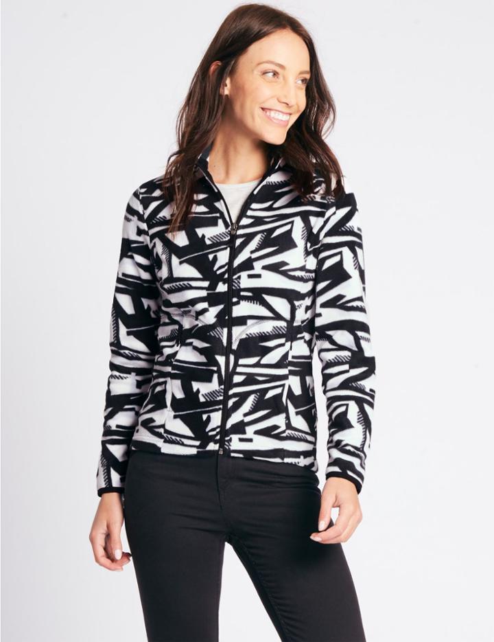 Marks & Spencer Printed Fleece Jacket Black Mix