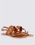 Marks & Spencer Leather Plait Strap Sandals Tan