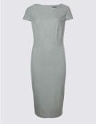 Marks & Spencer Pleated Front Bodycon Midi Dress Grey