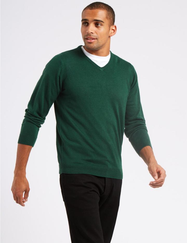 Marks & Spencer V-neck Jumper Green