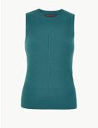 Marks & Spencer Ribbed Round Neck Knitted Top Teal