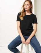 Marks & Spencer Pure Cotton Round Neck T-shirt Black