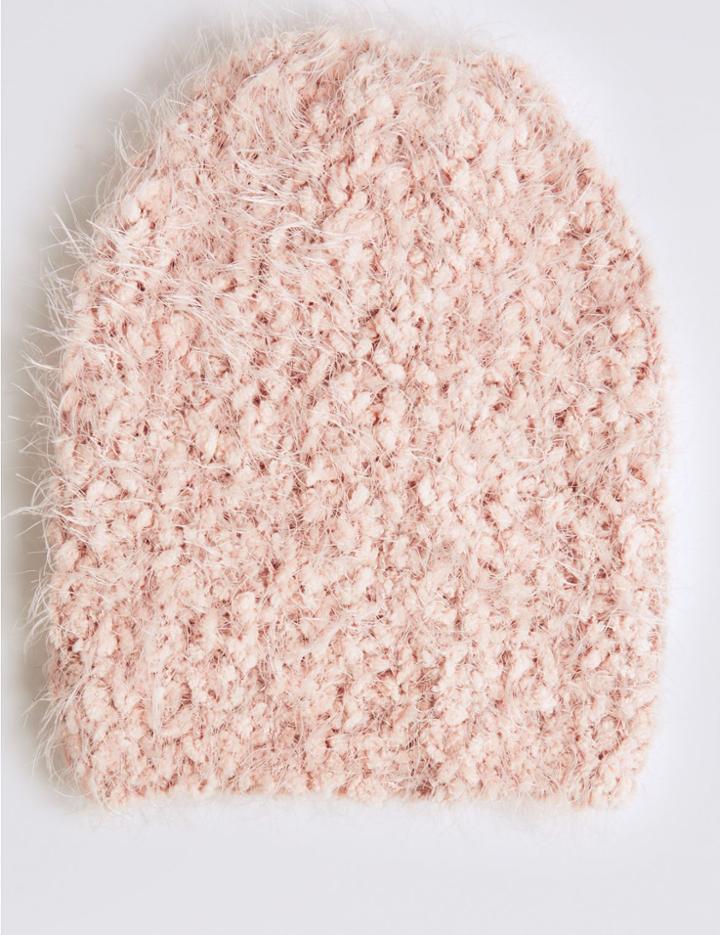 Marks & Spencer Fluffy Beanie Hat Blush