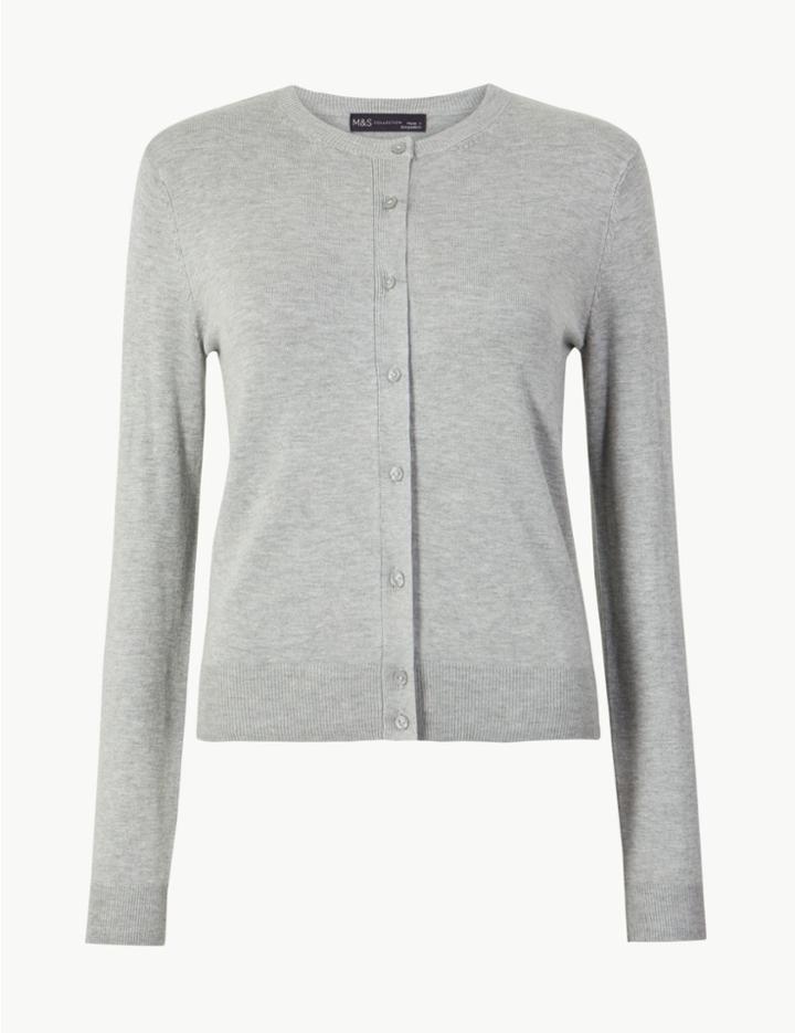 Marks & Spencer Round Neck Cardigan Grey