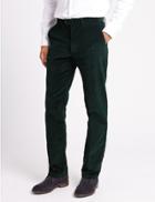 Marks & Spencer Cotton Rich Corduroy Trousers Dark Green