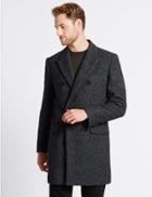 Marks & Spencer Double Breasted Coat Black/grey