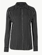 Marks & Spencer Striped Long Sleeve Shirt Black