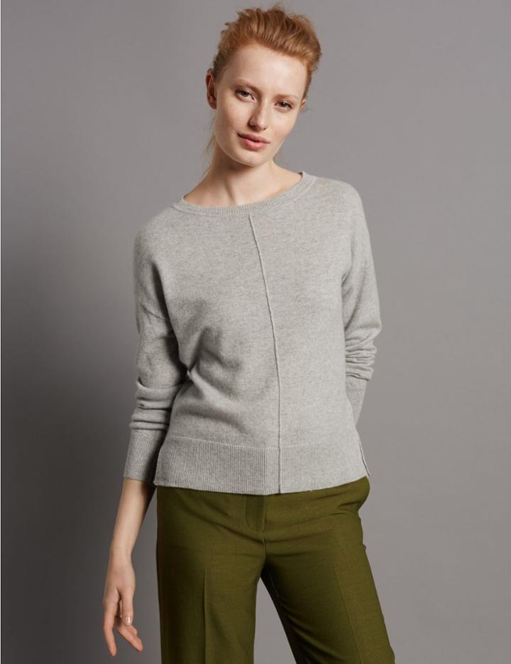 Marks & Spencer Pure Cashmere Centre Seam Jumper Silver Grey