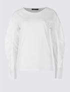 Marks & Spencer Pure Cotton Poplin Ruched Sleeve T-shirt White