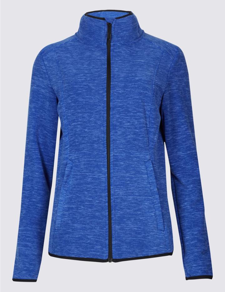 Marks & Spencer Textured Fleece Jacket Blue Mix