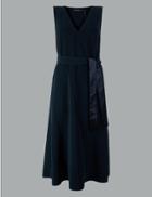 Marks & Spencer Seam Detail Waisted Midi Dress Navy