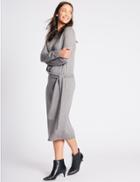 Marks & Spencer Pure Wool Tie Side Jumper Dress Silver Grey