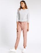 Marks & Spencer Patch Pocket Tapered Leg Trousers Dusted Pink