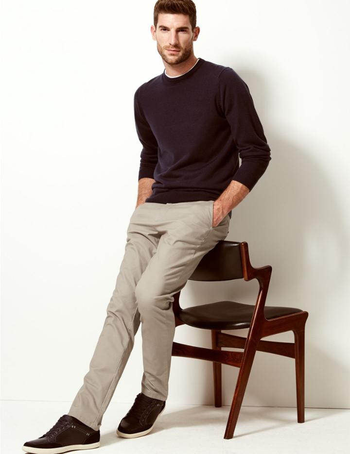 Marks & Spencer Slim Fit Chinos With Stretch Natural