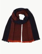 Marks & Spencer Textured Colour Block Scarf Navy Mix