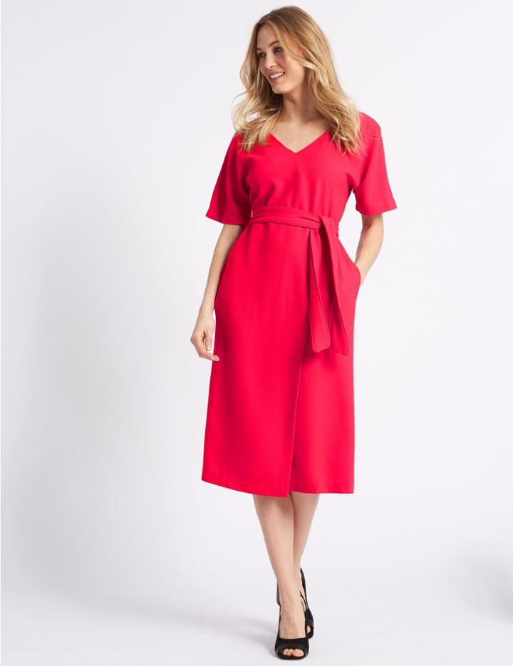 Marks & Spencer Half Sleeve Wrap Dress Pink