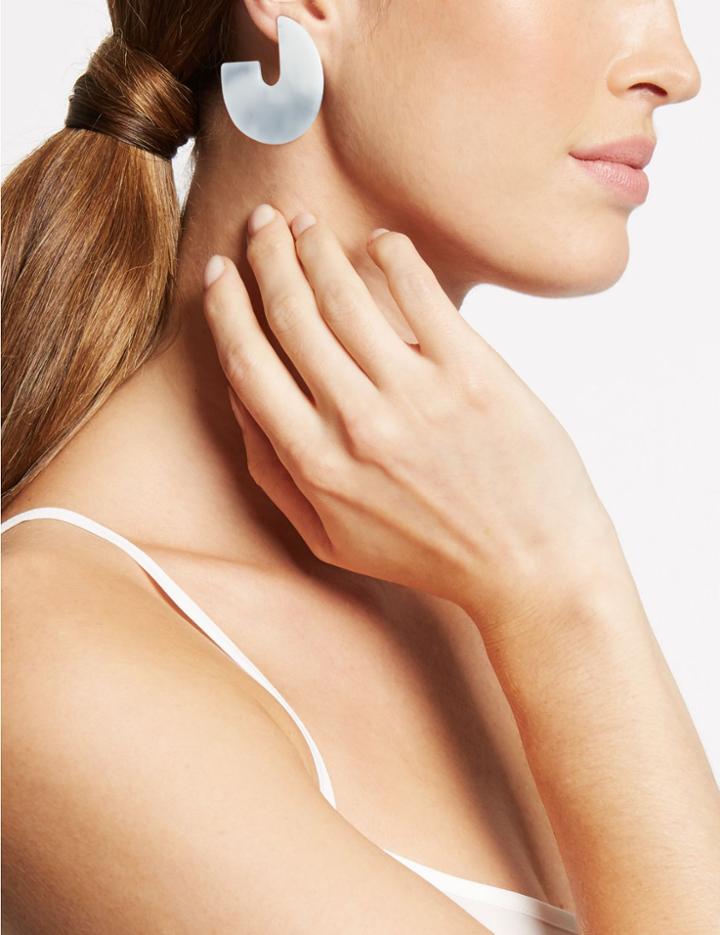 Marks & Spencer Block Resin Hoop Earrings Black Mix