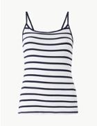 Marks & Spencer Striped Fitted Camisole Top Navy Mix