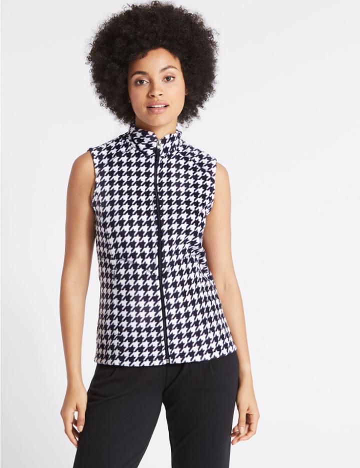 Marks & Spencer Printed Fleece Gilet Navy Mix