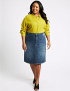 Marks & Spencer Curve Cotton Rich A-line Skirt Indigo