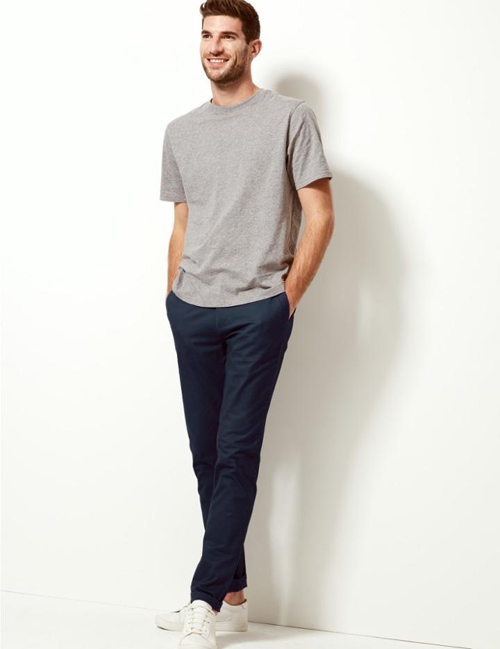 Marks & Spencer Slim Fit Chinos With Stretch Indigo