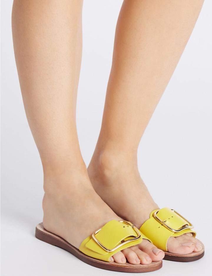 Marks & Spencer Leather Buckle Sandals Ochre