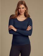 Marks & Spencer 2 Pack Thermal Long Sleeve Pointelle Tops Navy Mix