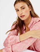 Marks & Spencer Washed Satin Printed Relaxed Fit Blouse Pink Mix