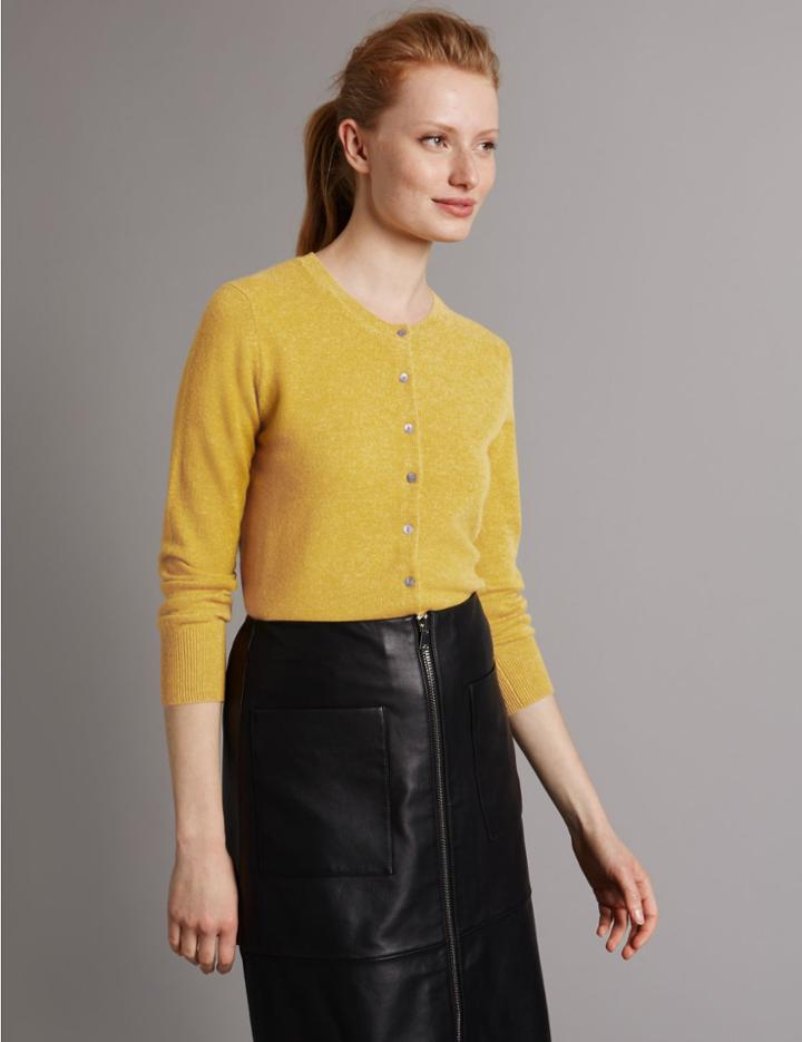Marks & Spencer Pure Cashmere Crew Neck Cardigan Mustard