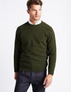 Marks & Spencer Pure Lambswool Crew Neck Jumper Bark