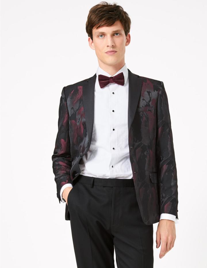 Marks & Spencer Printed Slim Fit Jacket Burgundy