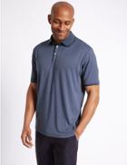 Marks & Spencer Modal Rich Striped Polo Shirt Pale Blue