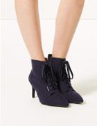 Marks & Spencer Extra Wide Fit Lace-up Stiletto Point Boots Navy