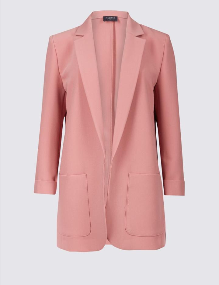 Marks & Spencer Single Breasted Patch Pocket Blazer Dusky Pink