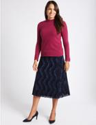 Marks & Spencer Printed A-line Midi Skirt Navy