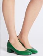 Marks & Spencer Wide Fit Block Heel Court Shoes Green