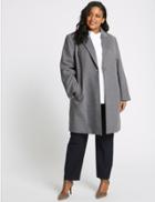 Marks & Spencer Plus Single Button Coat Grey Marl