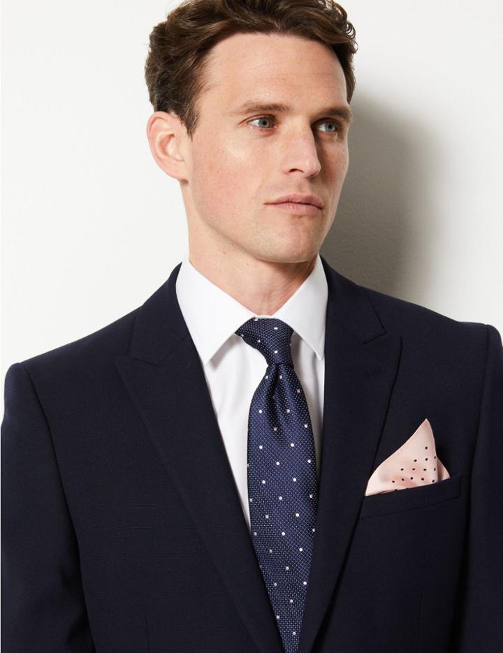 Marks & Spencer Pure Silk Spot Print Pocket Square Pink Mix