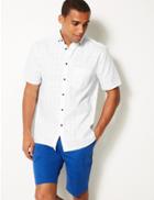 Marks & Spencer Pure Cotton Checked Shirt White