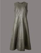 Marks & Spencer Leather Skater Midi Dress Grey