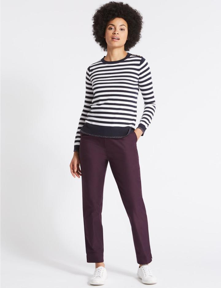 Marks & Spencer Cotton Rich Straight Leg Chinos Dark Grape