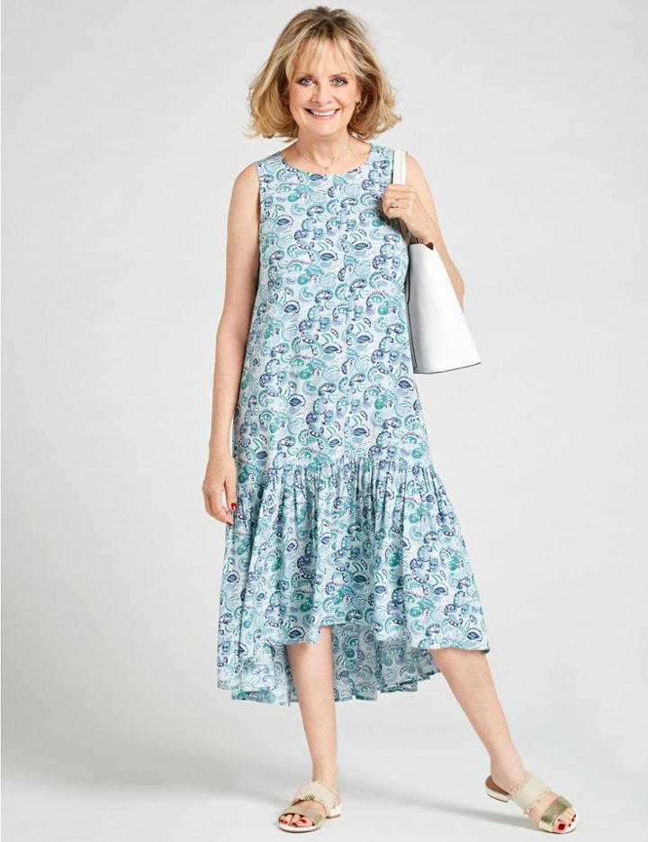 Marks & Spencer Printed Tiered Swing Midi Dress Blue Mix