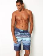 Marks & Spencer Quick Dry Striped Swim Shorts Turquoise Mix