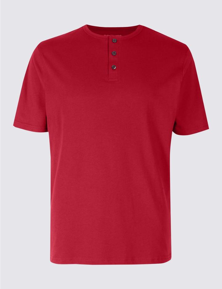 Marks & Spencer Regular Fit Pure Cotton Crew Neck T-shirt Ruby