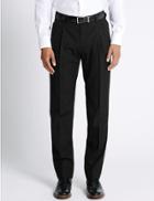 Marks & Spencer Tailored Wool Blend Twin Pleated Trousers Black