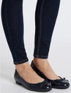 Marks & Spencer Wide Fit Leather Bow Pump Shoes Navy