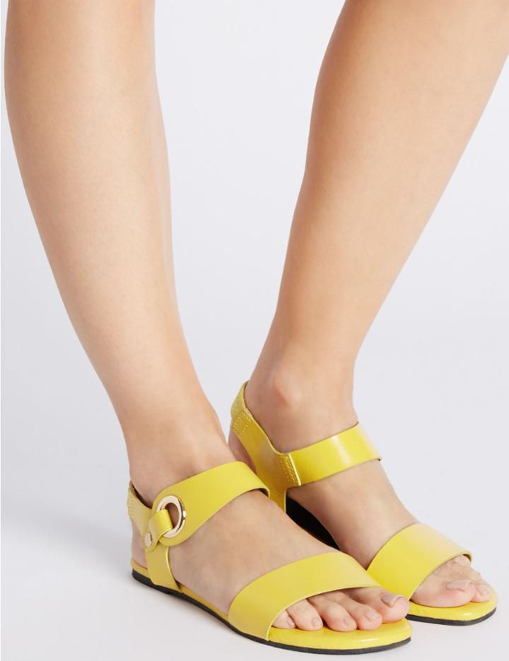 Marks & Spencer Block Heel Ring Detail Sandals Ochre