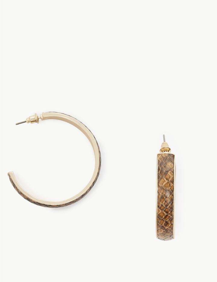 Marks & Spencer Large Textured Hoop Earrings Brown Mix