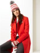 Marks & Spencer Fairisle Print Hat With Gloves Set Red Mix