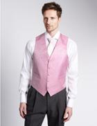 Marks & Spencer Pure Silk 5 Button Floral Waistcoat Pink Mix